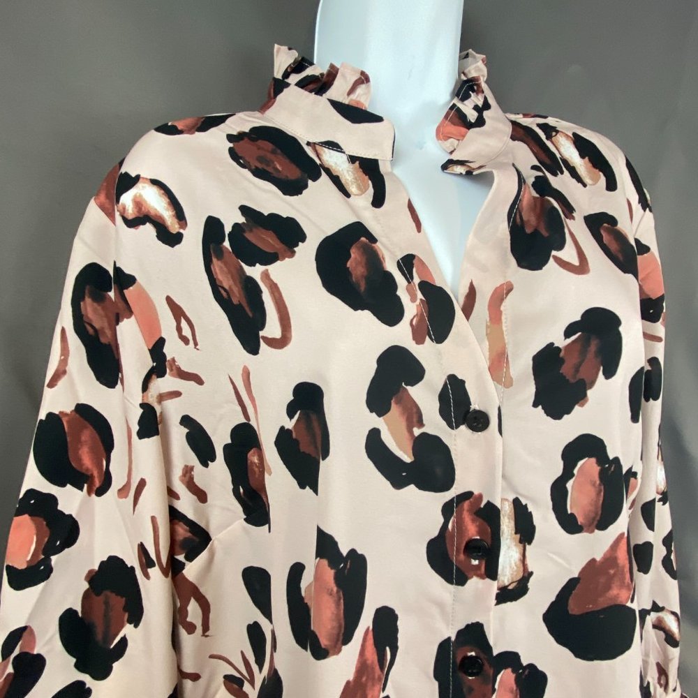 Eloquii Frankie Button Down Blouse In Panthera An… - image 3